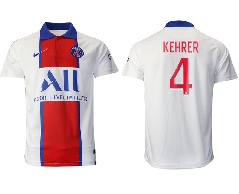 Men 2020-2021 club Paris St German away aaa version #4 white Soccer Jerseys
